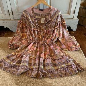 Bohemian long sleeve dress